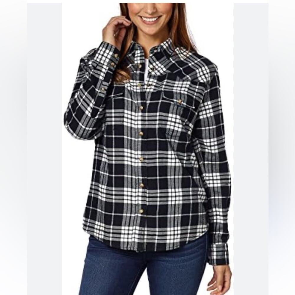 JACHS Girlfriend Bea Plaid snap long sleeve Shirt size XL